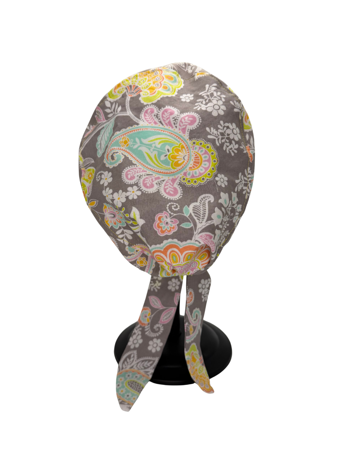 Floral Grey Pastel Paisley Handmade Pixie Style Cap