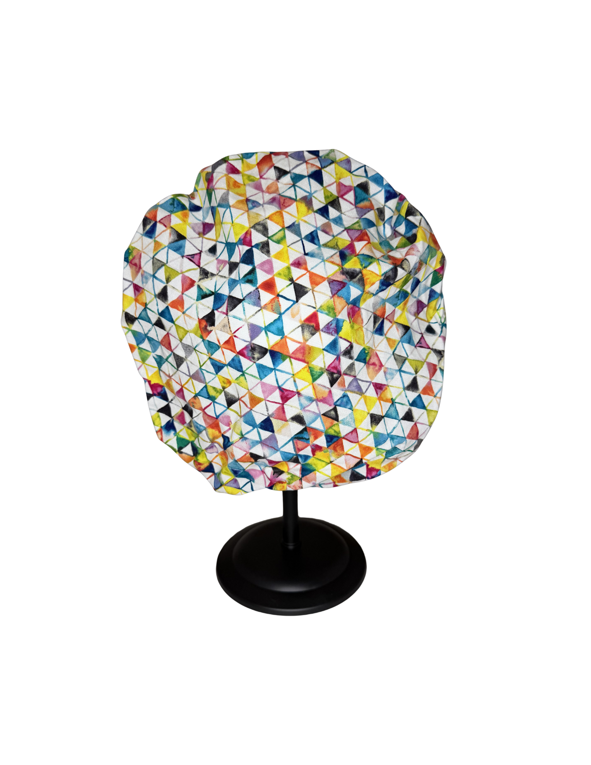 Multicolor Geometric Shape Print Handmade Bouffant Style Cap Bonnet