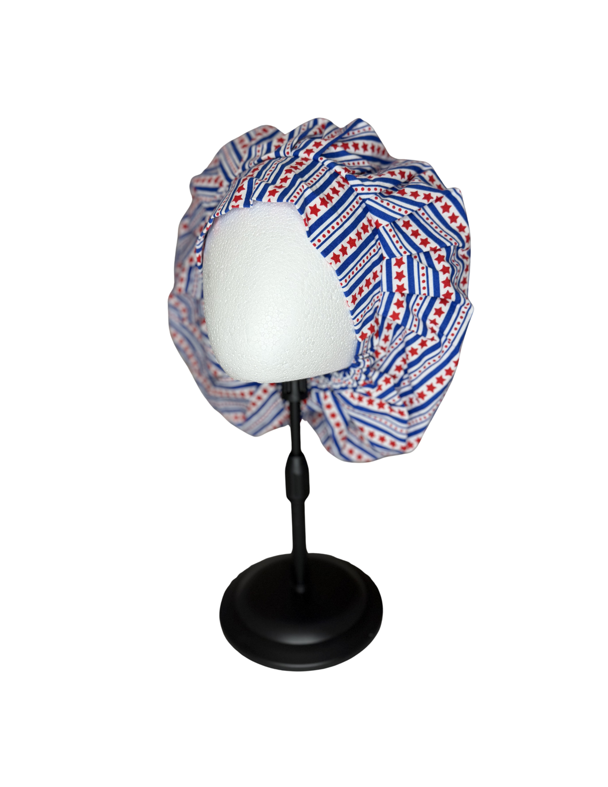 Blue Patriotic Stars Pattern Handmade Bouffant Style Cap Bonnet