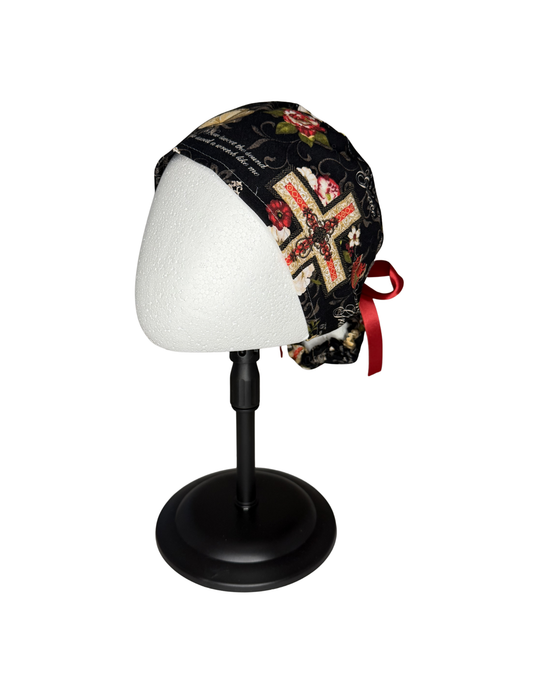 Amazing Grace Faith Cross Handmade Pony Tail Style Cap With Ribbon Tie