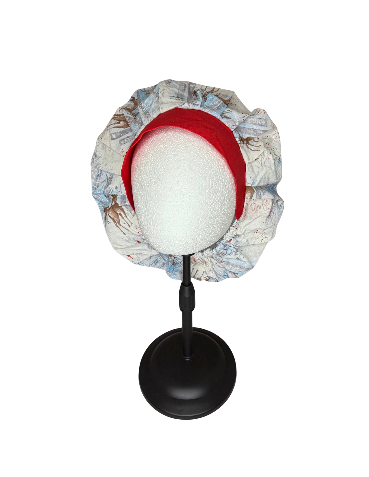 Winter Forest Scene Deer Snow Handmade Bouffant Style Cap Bonnet