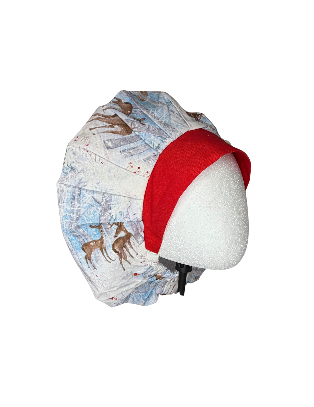Winter Forest Scene Deer Snow Handmade Bouffant Style Cap Bonnet