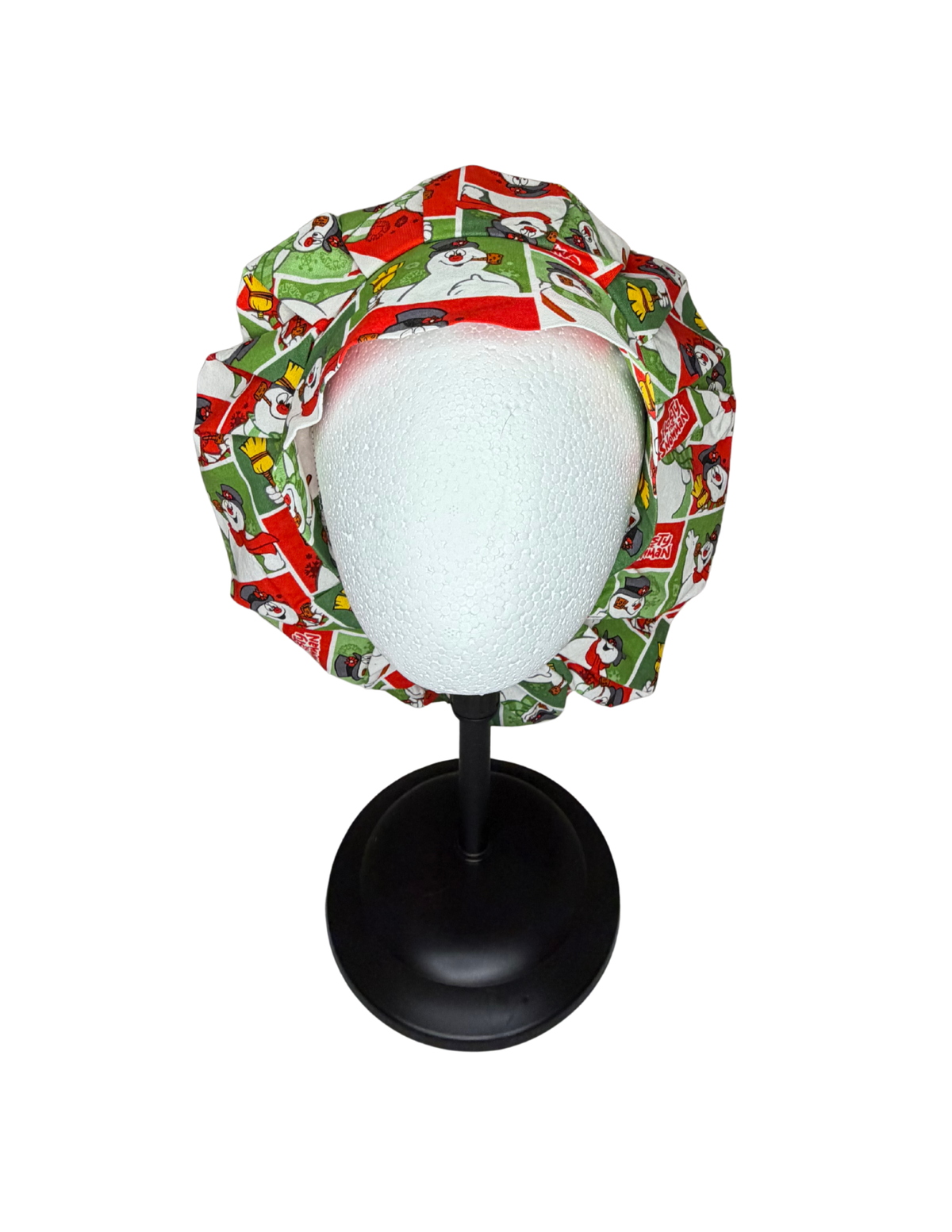 Christmas Snowman Cartoon Character Handmade Bouffant Style Cap Bonnet