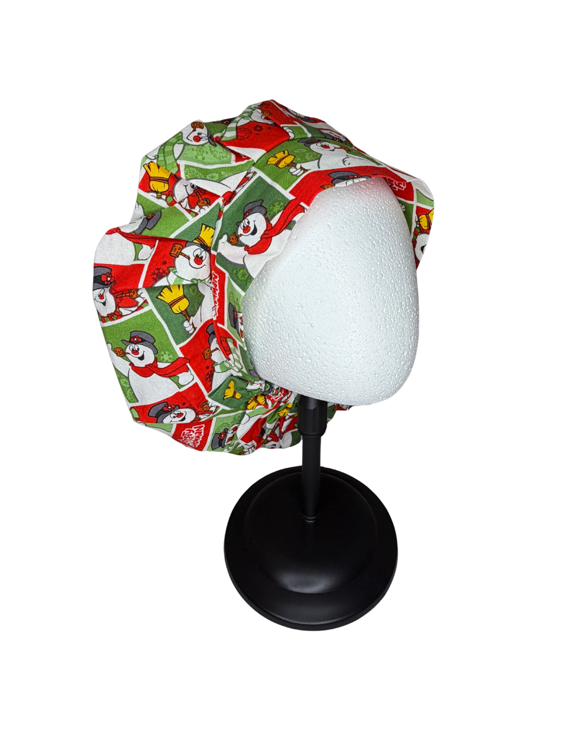 Christmas Snowman Cartoon Character Handmade Bouffant Style Cap Bonnet