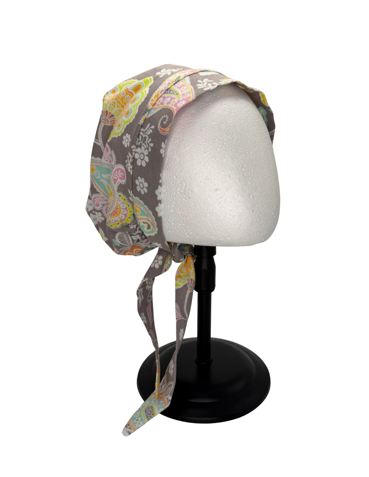 Floral Grey Pastel Paisley Handmade Pixie Style Cap