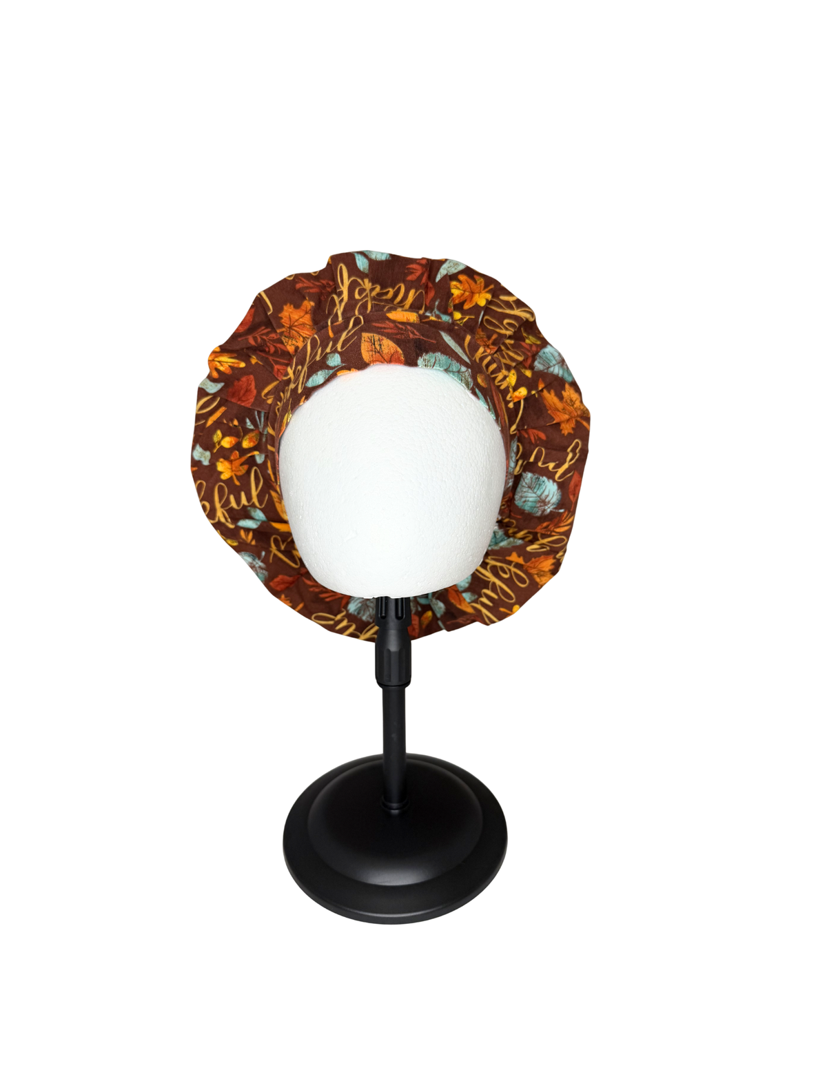 Fall Autumn Thankful Leaves Handmade Bouffant Style Cap Bonnet