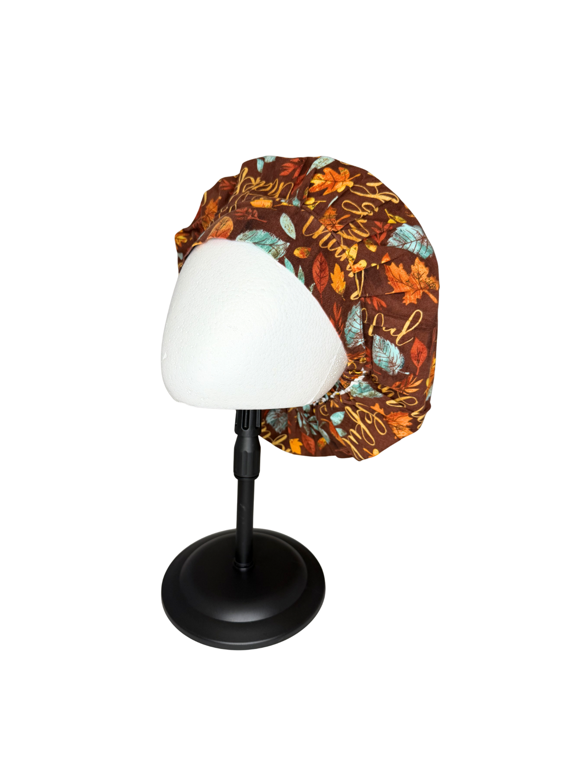 Fall Autumn Thankful Leaves Handmade Bouffant Style Cap Bonnet