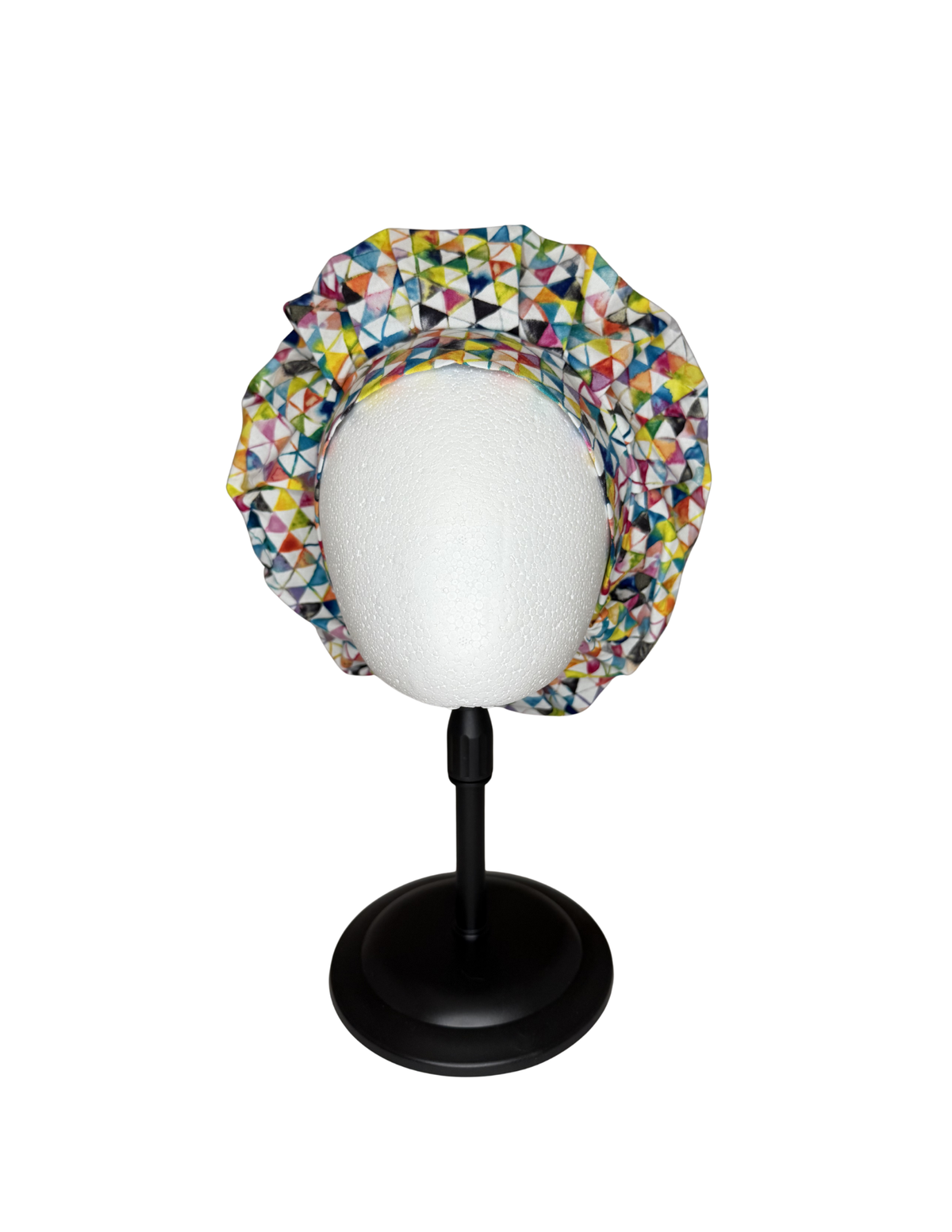 Multicolor Geometric Shape Print Handmade Bouffant Style Cap Bonnet