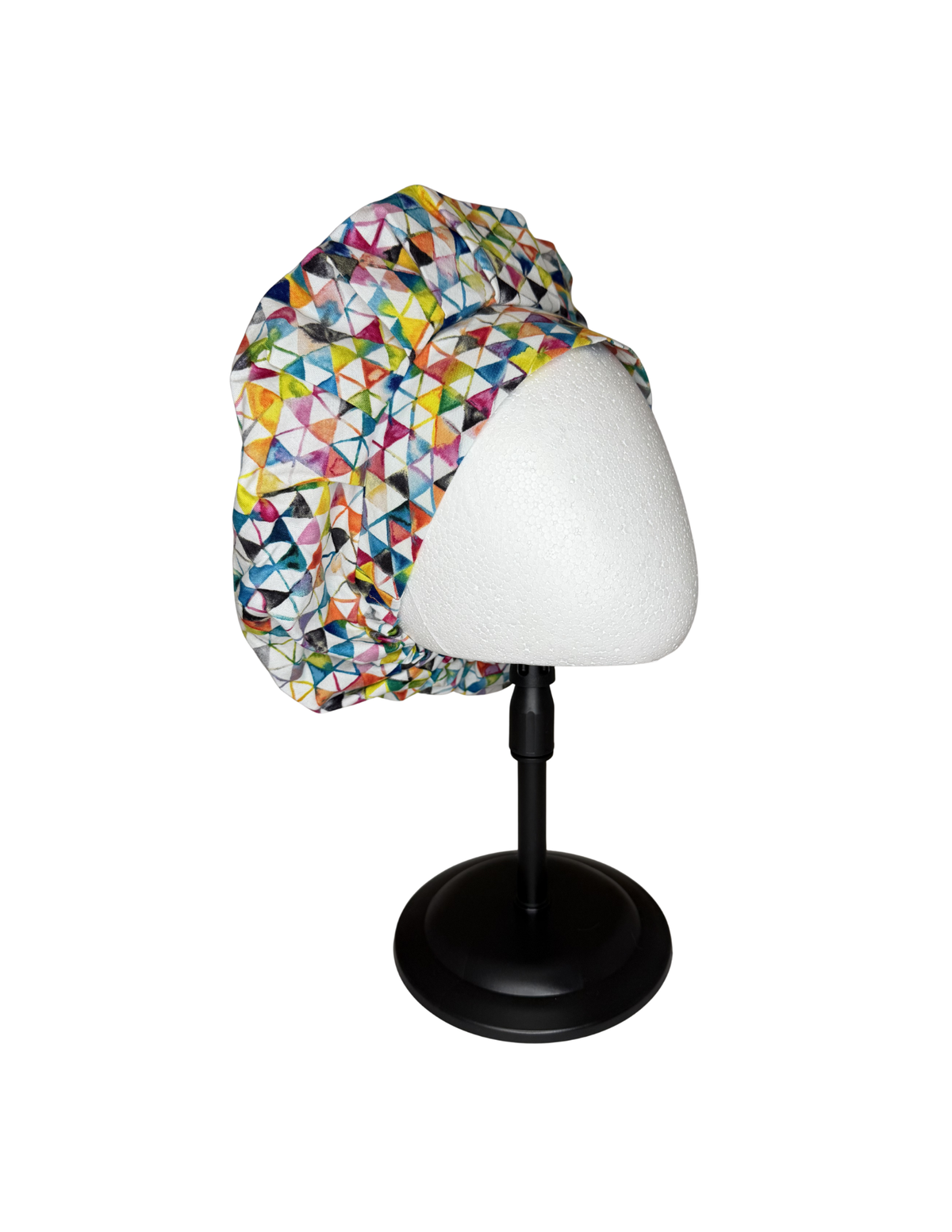 Multicolor Geometric Shape Print Handmade Bouffant Style Cap Bonnet