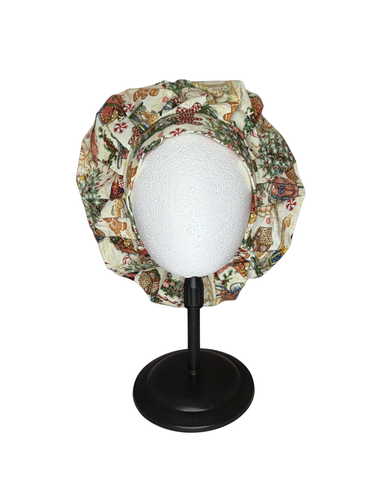 Cozy Vintage Christmas Handmade Bouffant Style Cap Bonnet