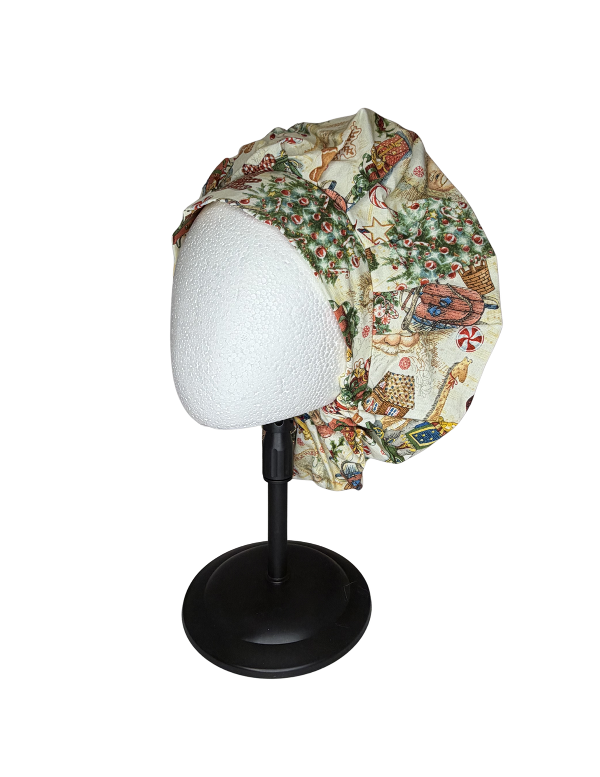 Cozy Vintage Christmas Handmade Bouffant Style Cap Bonnet